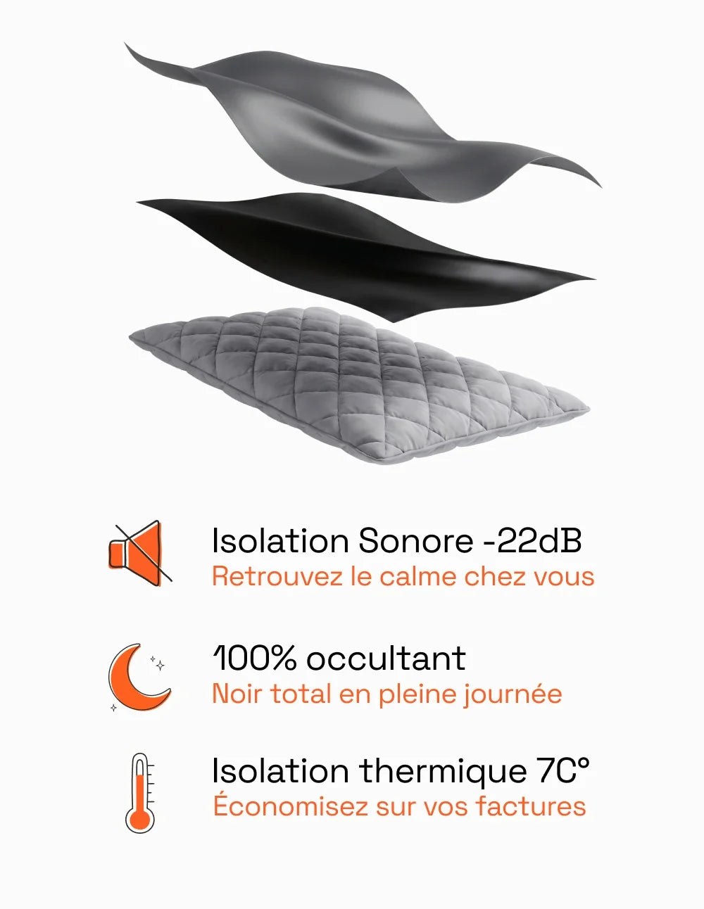 Rideau Occultant Thermique et Phonique - Gris Anthracite