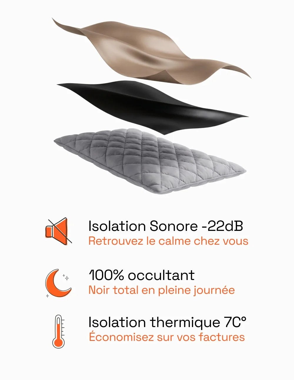 Rideau Occultant Thermique et Phonique - Marron Taupe